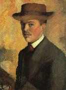August Macke Self Portrait with Hat  qq oil painting